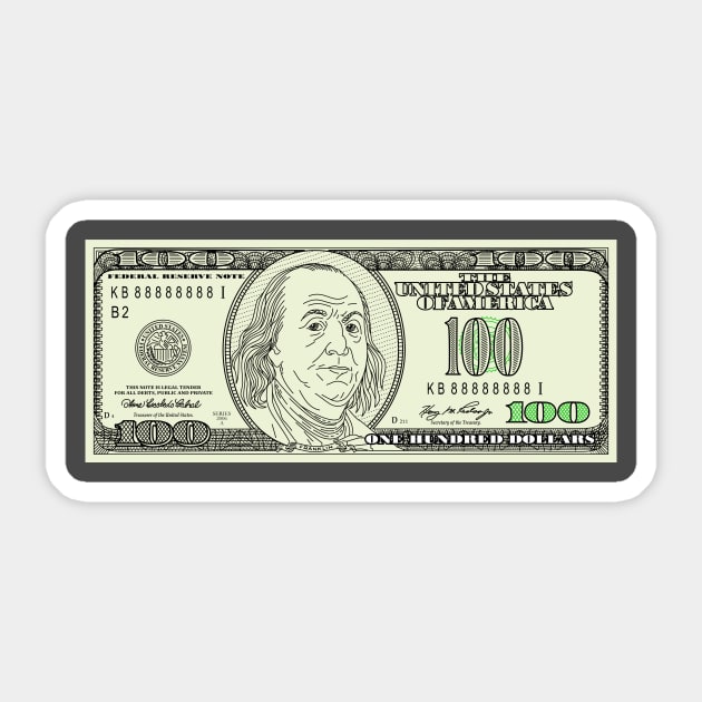 Benjamin Franklin 100 US Dollar Sticker by snewen